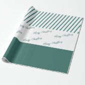 Groene strepen | Vrolijk kerstfeest Cadeaupapier (Uitgerold)