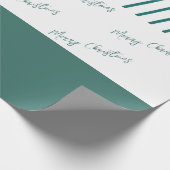 Groene strepen | Vrolijk kerstfeest Cadeaupapier (Hoek)