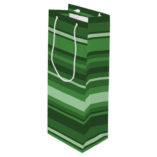 Groene strepen wijn cadeautas (Voorkant Gekanteld)