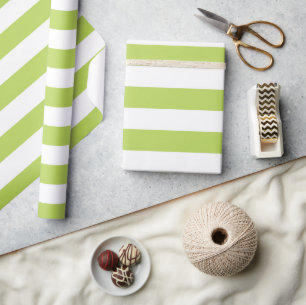 Groene strepen, witte strepen, gestreept patroon cadeaupapier