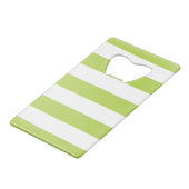 Groene strepen, witte strepen, gestreept patroon creditkaart flessenopener (Achterkant Gekanteld)