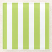 Groene strepen, witte strepen, gestreept patroon glazen onderzetter (Voorkant)