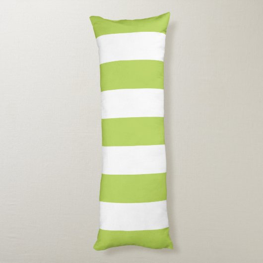 Groene strepen, witte strepen, gestreept patroon lichaamskussen (Achterkant (Verticaal))
