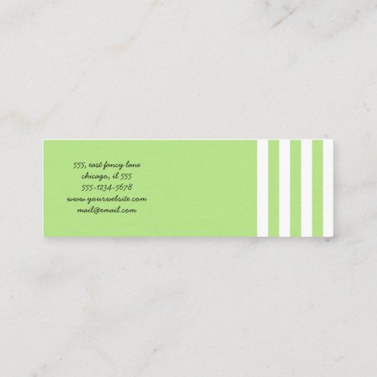 Groene strepen, witte strepen, gestreept patroon mini visitekaartje (Achterkant)