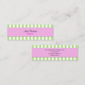 Groene strepen, witte strepen, gestreept patroon mini visitekaartje (Voorkant / Achterkant)