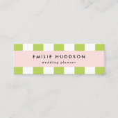 Groene strepen, witte strepen, gestreept patroon mini visitekaartje (Voorkant)