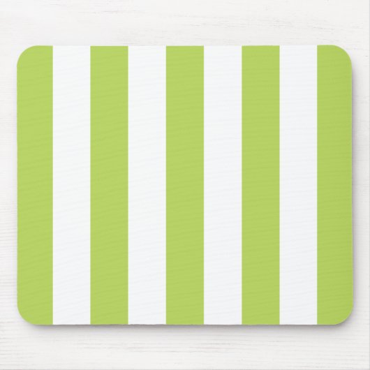 Groene strepen, witte strepen, gestreept patroon muismat (Voorkant)