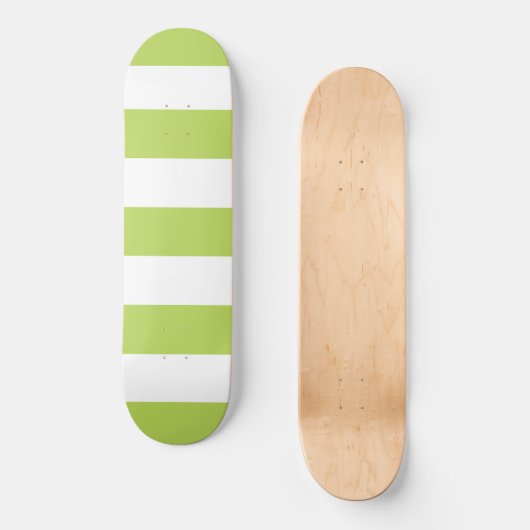 Groene strepen, witte strepen, gestreept patroon persoonlijk skateboard (Voorkant)