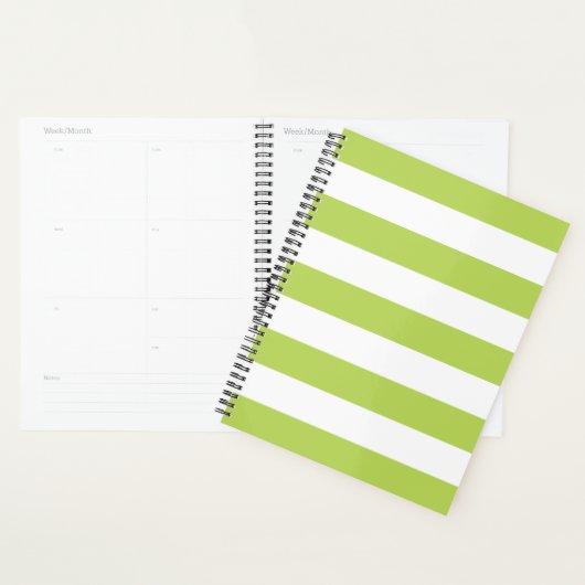 Groene strepen, witte strepen, gestreept patroon planner (Display)