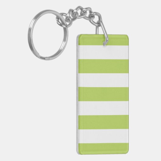 Groene strepen, witte strepen, gestreept patroon sleutelhanger (Voorkant Links)