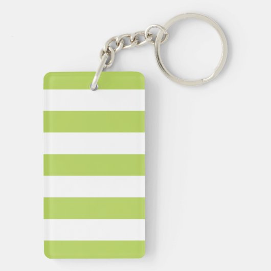 Groene strepen, witte strepen, gestreept patroon sleutelhanger (achterkant)