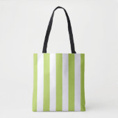 Groene strepen, witte strepen, gestreept patroon tote bag (Voorkant)