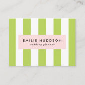 Groene strepen, witte strepen, gestreept patroon visitekaartje (Voorkant)
