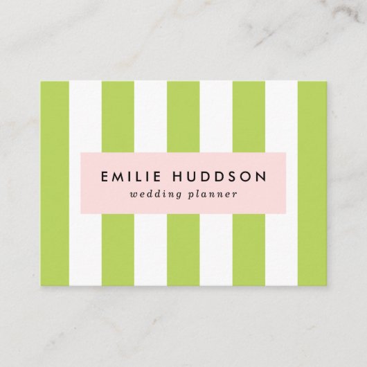 Groene strepen, witte strepen, gestreept patroon visitekaartje (Voorkant)