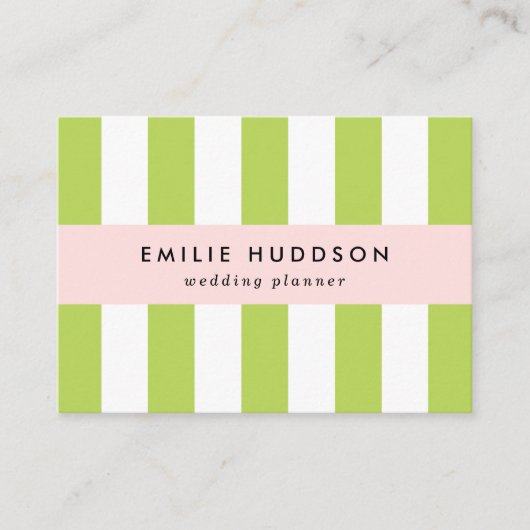 Groene strepen, witte strepen, gestreept patroon visitekaartje (Voorkant)