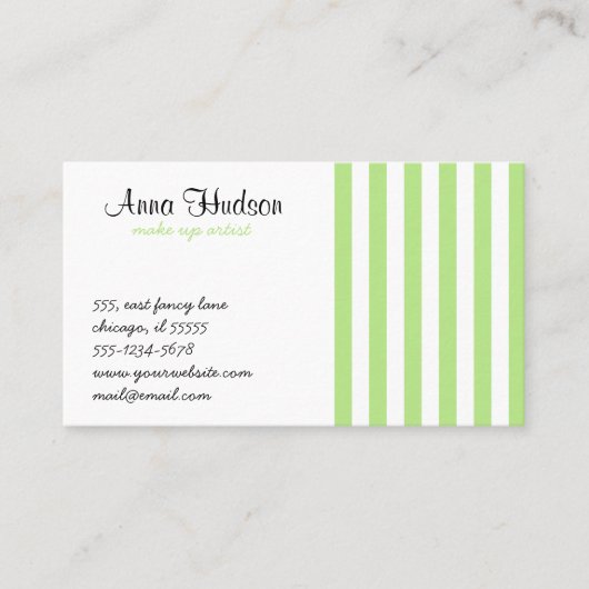 Groene strepen, witte strepen, gestreept patroon visitekaartje (Voorkant)