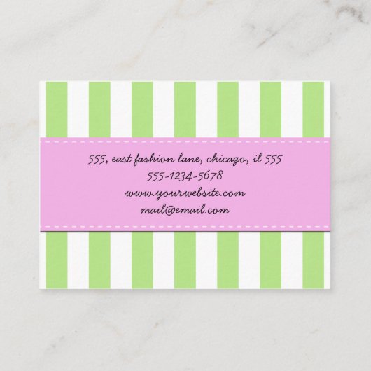 Groene strepen, witte strepen, gestreept patroon visitekaartje (Achterkant)