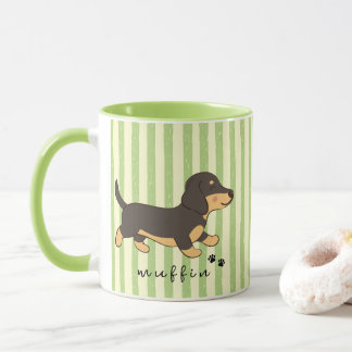 Groene Strepen Zwarte Lichtbruine Dachshund Naam Mok