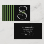 Groene strepen, zwarte strepen, gestreept patroon visitekaartje (Voorkant / Achterkant)