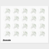 Groene Strik Bruidsdouche Ronde Sticker (Vel)