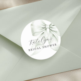 Groene Strik Bruidsdouche Ronde Sticker