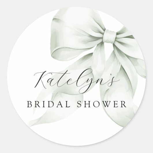 Groene Strik Bruiloft Ronde Sticker (Voorkant)