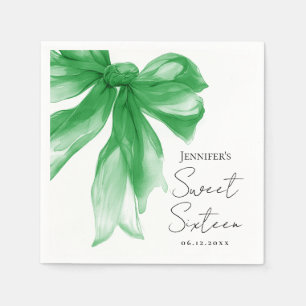 Groene strik Coquette Script Sweet 16-feest  Servet