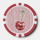Groene Strik Das Crème Rode Strepen Kers Poker Chips (Voorkant)