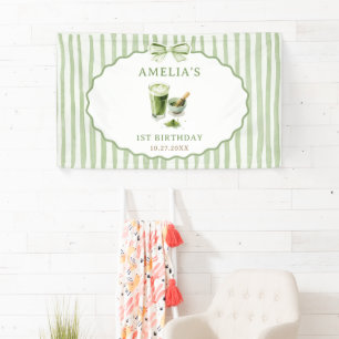 Groene Strik Das Matcha Verjaardag Spandoek