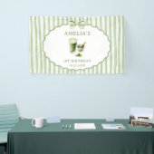 Groene Strik Das Matcha Verjaardag Spandoek (Beurs)