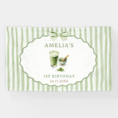 Groene Strik Das Matcha Verjaardag Spandoek (Horizontaal)