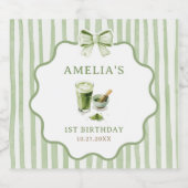 Groene Strik Das Matcha Verjaardag Sparkling Wijnetiket (Enkel label)
