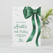 Groene strik & elegante script stijlvolle verjaard kaart (Staand voorkant)