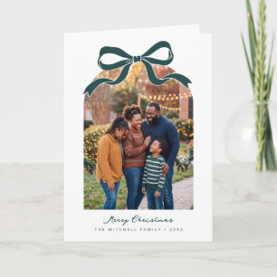 Groene strik kerstmis familiefoto feestdagen kaart