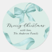 Groene strik Kerstmis Ronde Sticker (Voorkant)