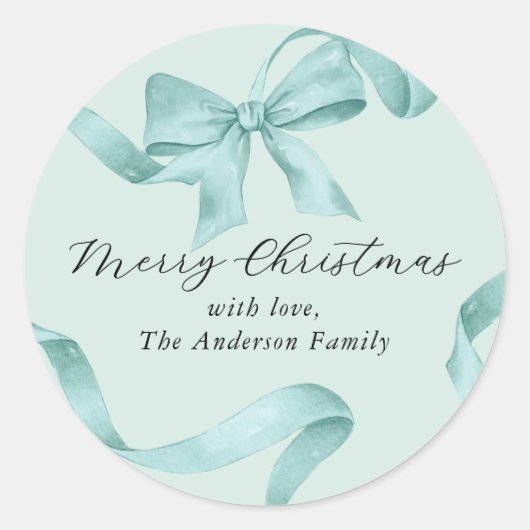 Groene strik Kerstmis Ronde Sticker (Voorkant)