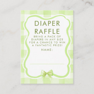 Groene strik luierspel baby shower tickets informatiekaartje