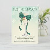 Groene strik vakantie cocktail kerst uitnodiging (Staand voorkant)