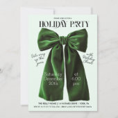 Groene strik vakantie kerst uitnodiging (Voorkant)