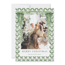 Groene strik vintage kerstfoto vakantiekaart