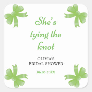 Groene Strik Ze Knoopt de Knoop Bruidsdouche Vierkante Sticker