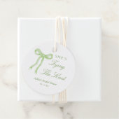 Groene strik zij knoopt de knoop bruidsfeest bedankjes labels (In situ)