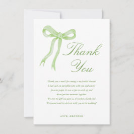 Groene Strik Zij Knoopt De Knoop Bruidsfeest Bedankkaart