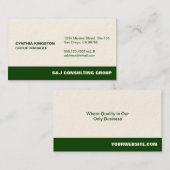 Groene stripe Ecru professionele onderneming Visitekaartje (Voorkant / Achterkant)