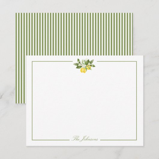 Groene Stripe Lemon Branch - Speciaal verhaal Notitiekaartje (Voorkant / Achterkant)