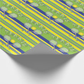 Groene Stripe Tennis Rackets Cadeaupapier (Hoek)