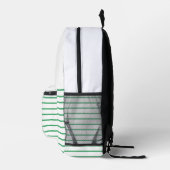 Groene Stripe Trendy Moderne Minimale Eenvoudige Bedrukte Rugzak (Rechts)