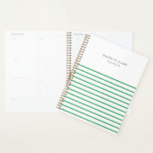 Groene Stripe Trendy Moderne Minimale Eenvoudige Planner (Display)