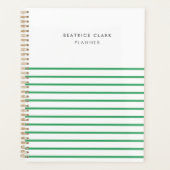 Groene Stripe Trendy Moderne Minimale Eenvoudige Planner (Voorkant)