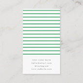 Groene Stripe Trendy Moderne Minimale Eenvoudige Visitekaartje (Achterkant)